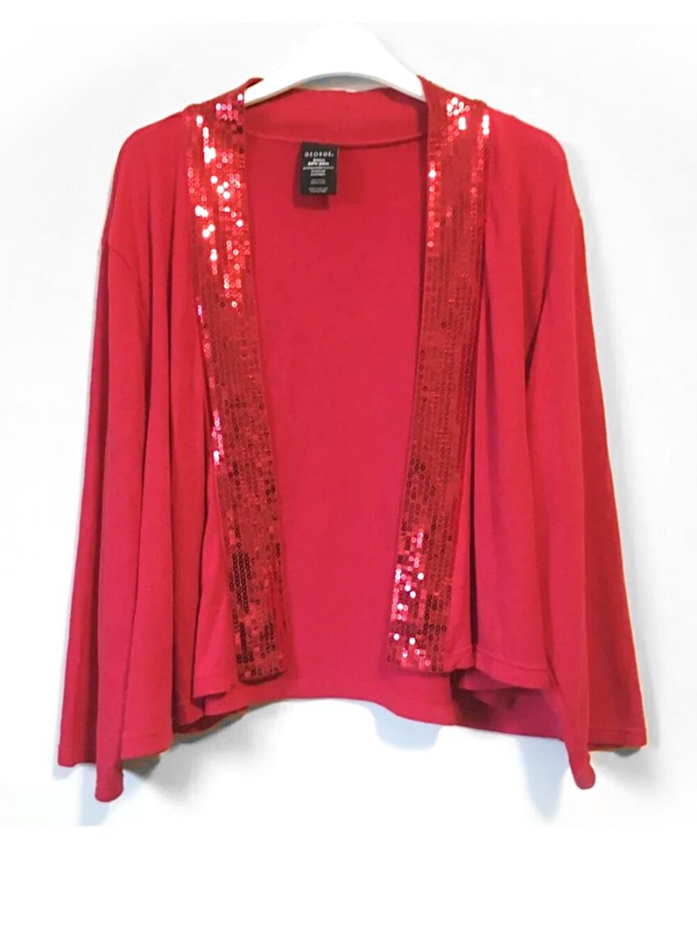 George NWT Festival Red Sequin Trimmed Open Front Cardigan